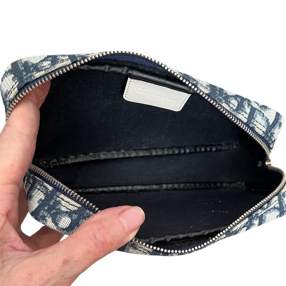 Christian Dior Y2K Trotter 1 Cosmetic Navy,White Pouch PNC Rare Oblique EUC - Picture 7 of 11
